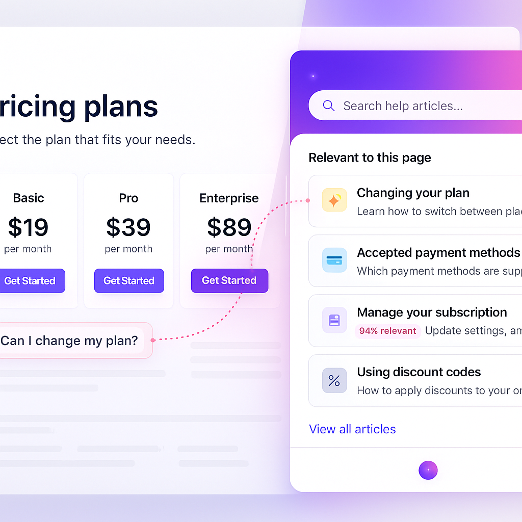 Widget showing contextual article suggestions