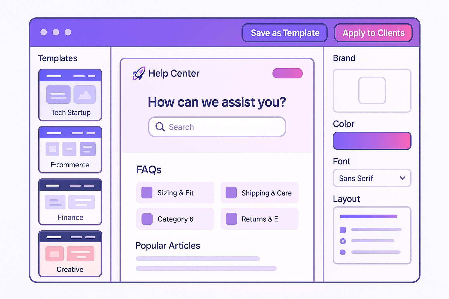 Template Editor with brand customization