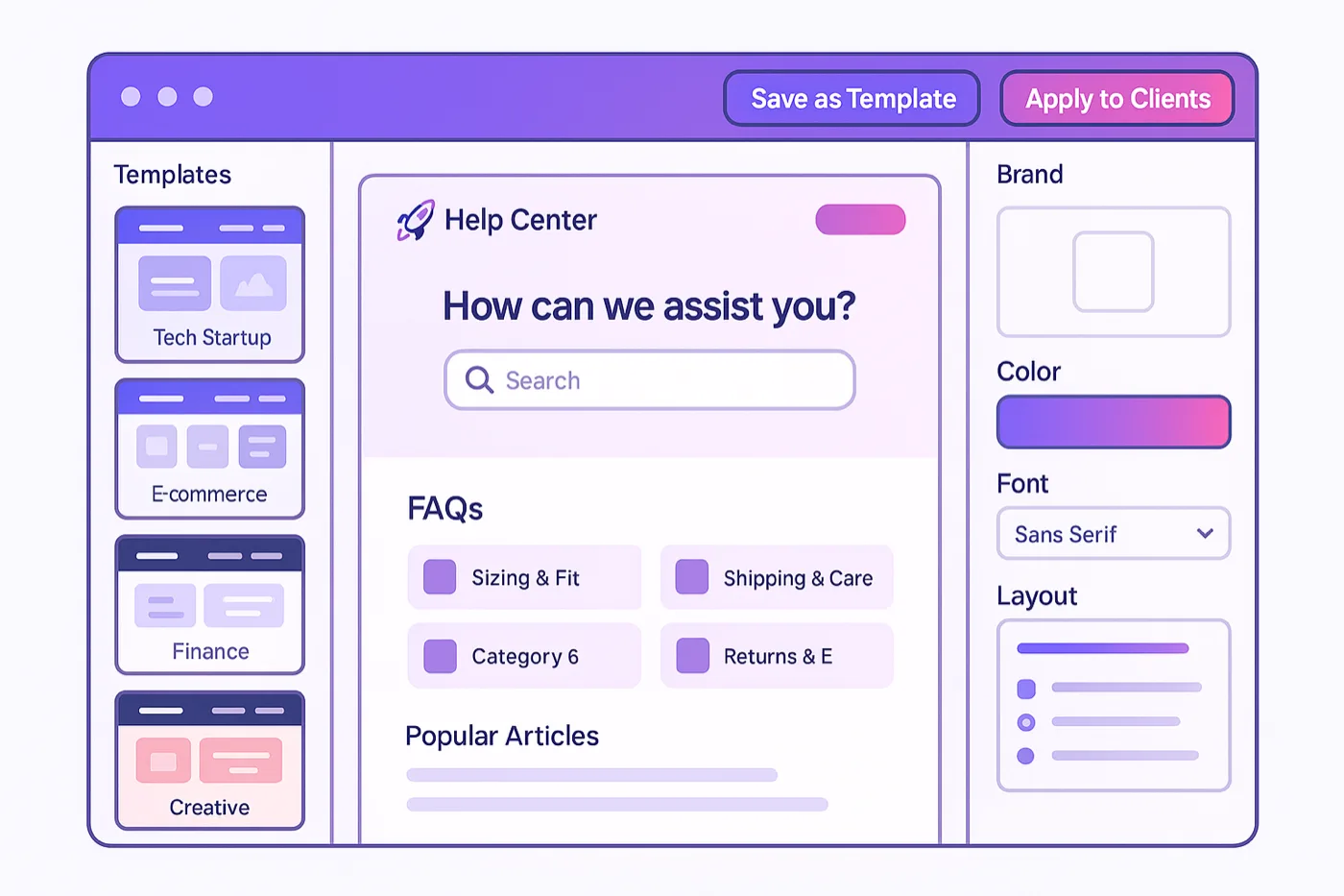 Template Editor with brand customization