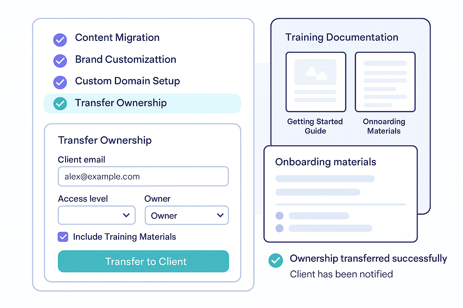 Client handoff interface