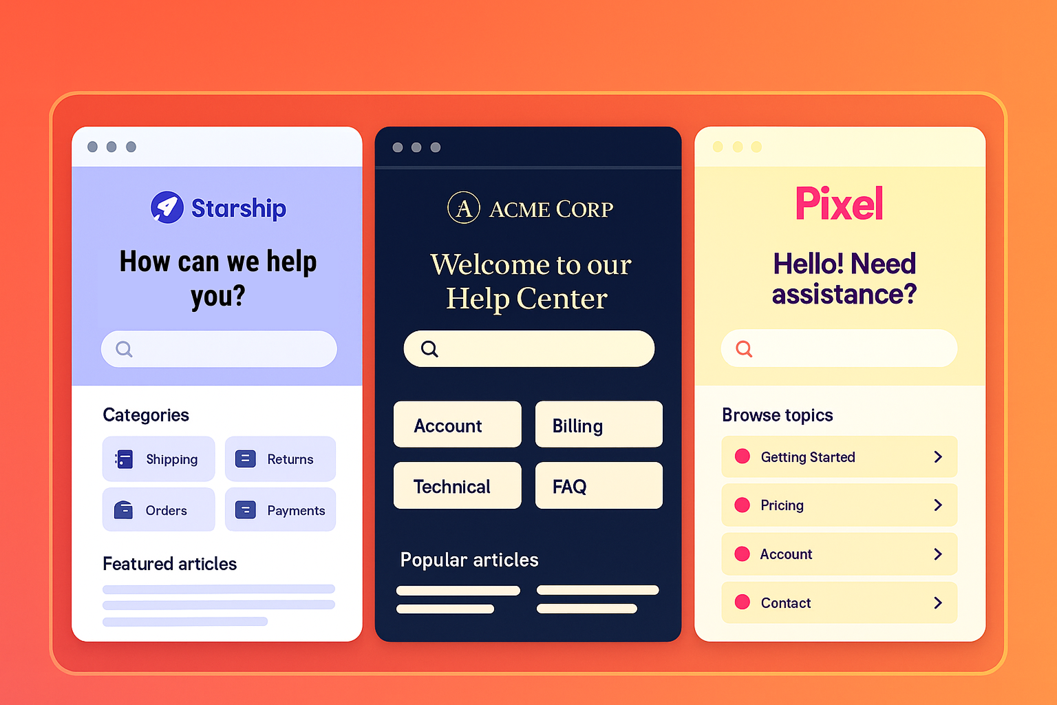 Multiple client help centers with different branding