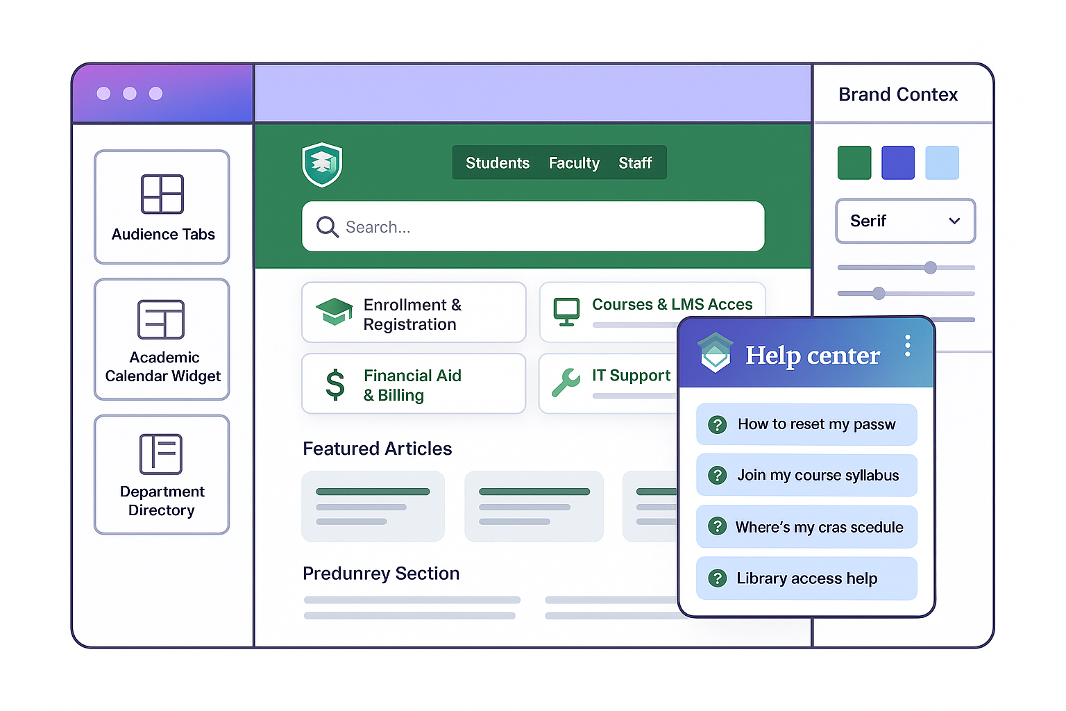 Template Editor with audience tabs and branded header