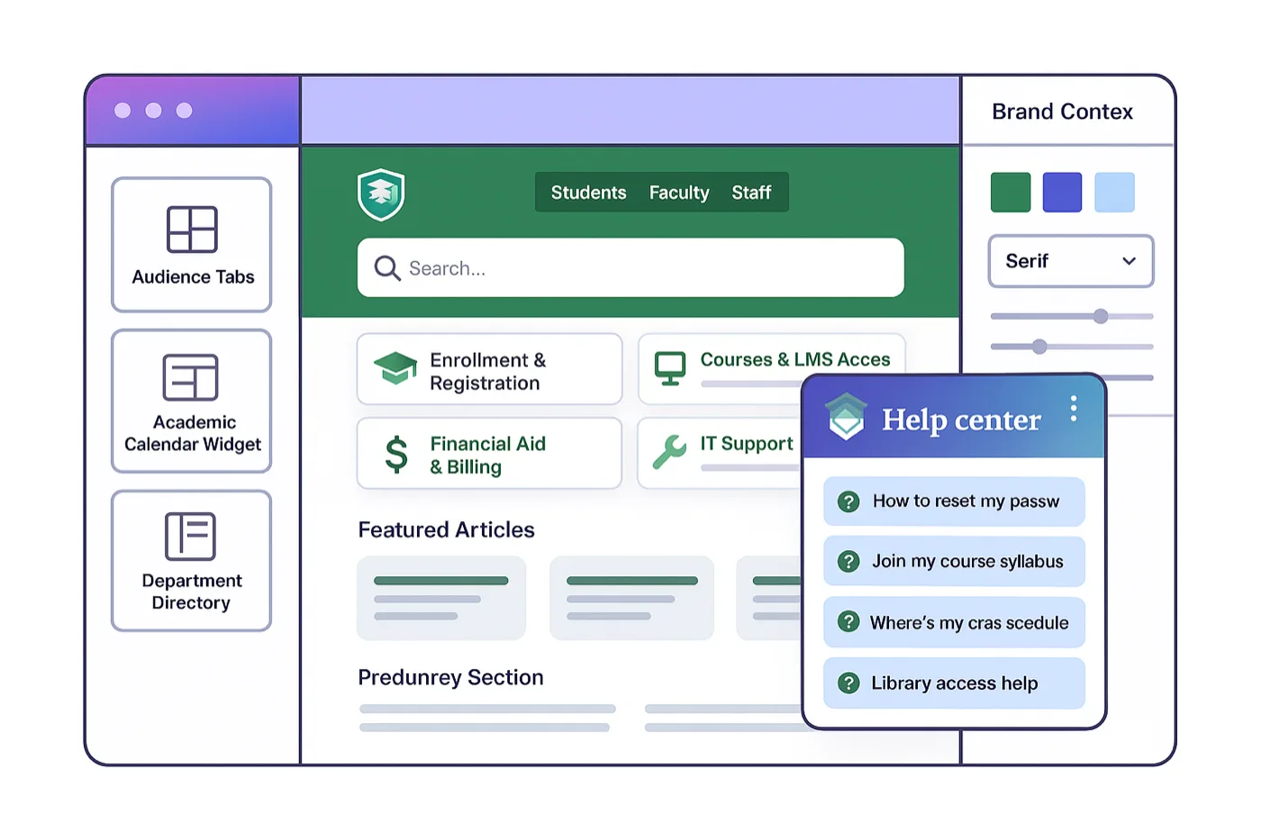 Template Editor with audience tabs and branded header
