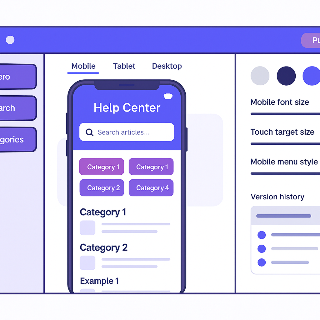 Editor canvas customizing colors and section order