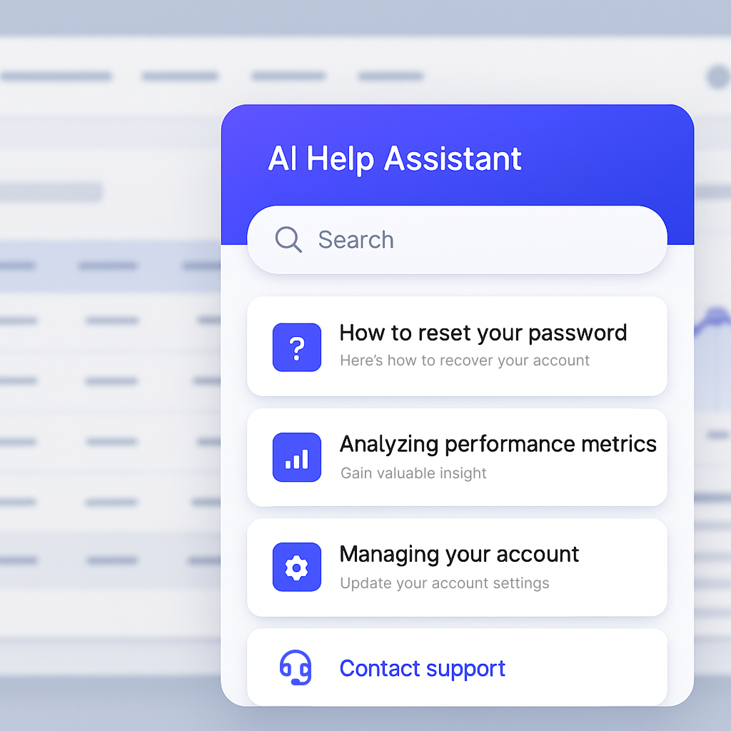 AI Widget showing contextual suggestions