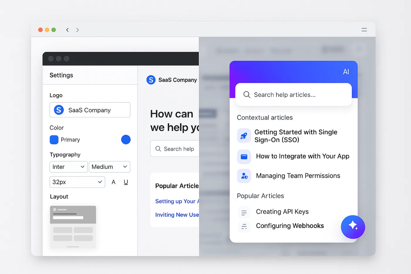 HelpCenter.io Editor and AI Widget