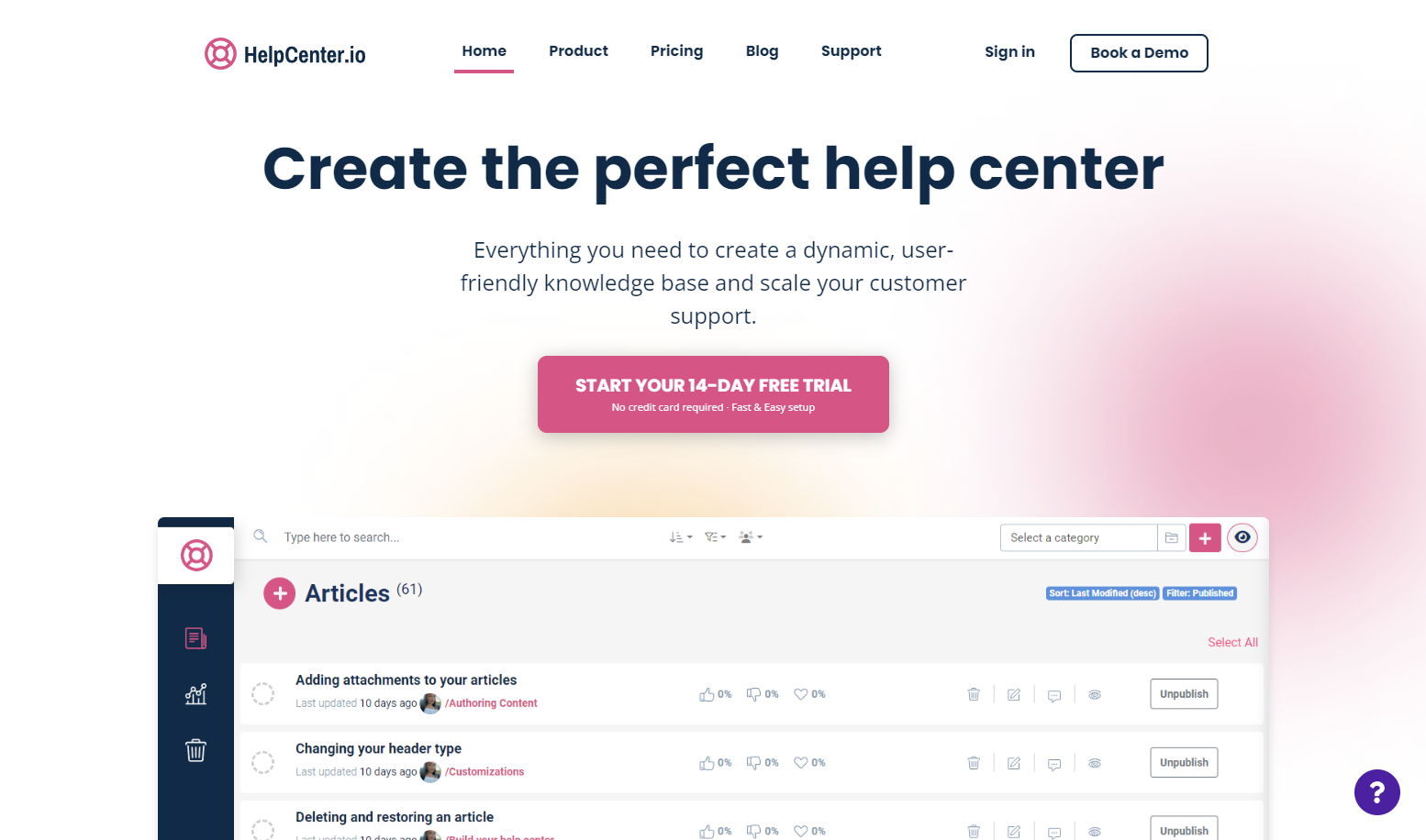创建完美的帮助中心·HelpCenter.io
