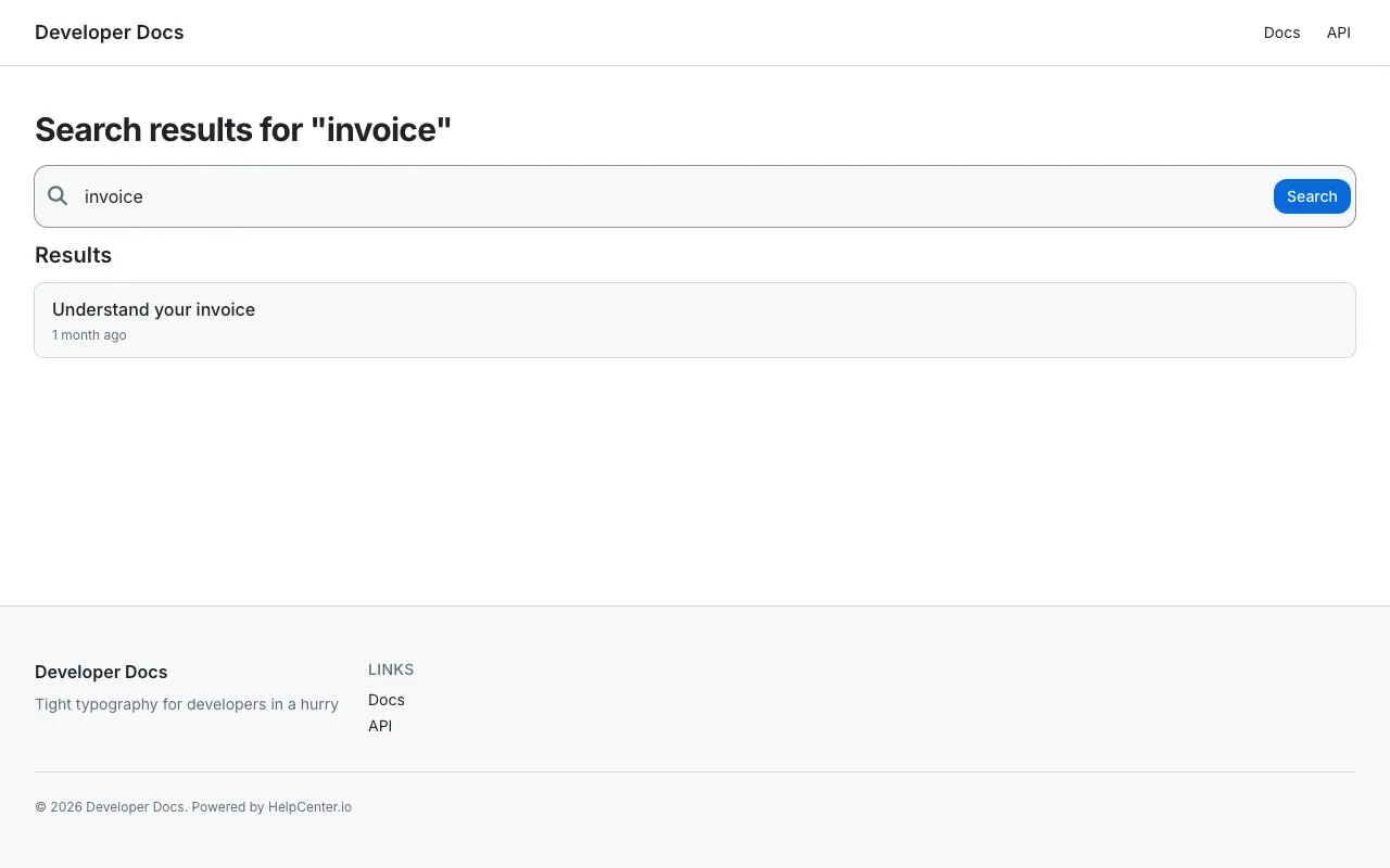 GitHub Dense knowledge base template: a search results page