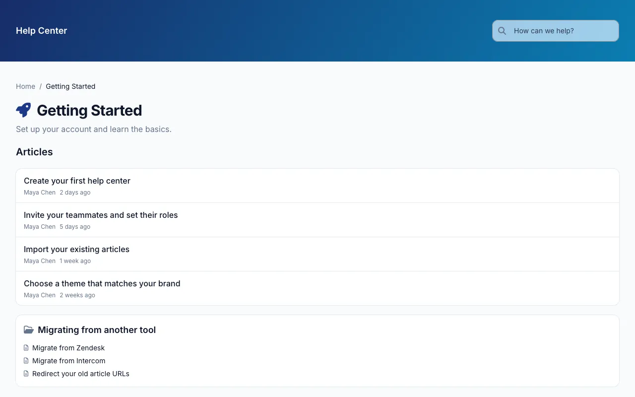 Minimal Classic knowledge base template: a category page