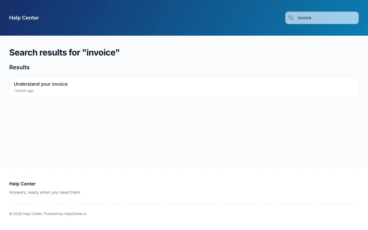 Minimal Classic knowledge base template: a search results page
