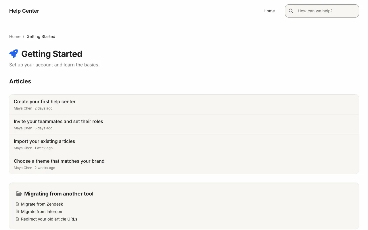 Notion Airy knowledge base template: a category page