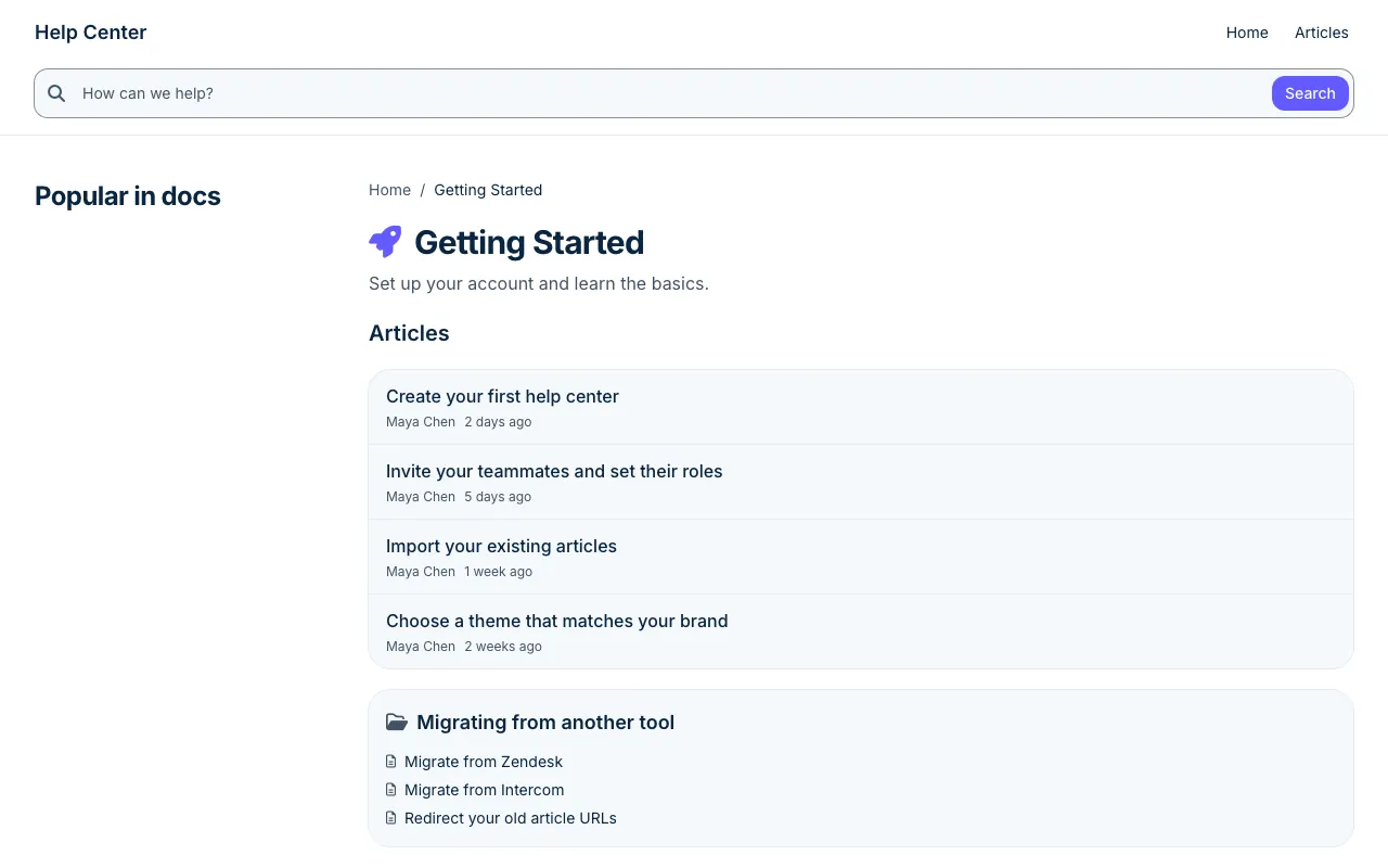 Stripe Clean knowledge base template: a category page