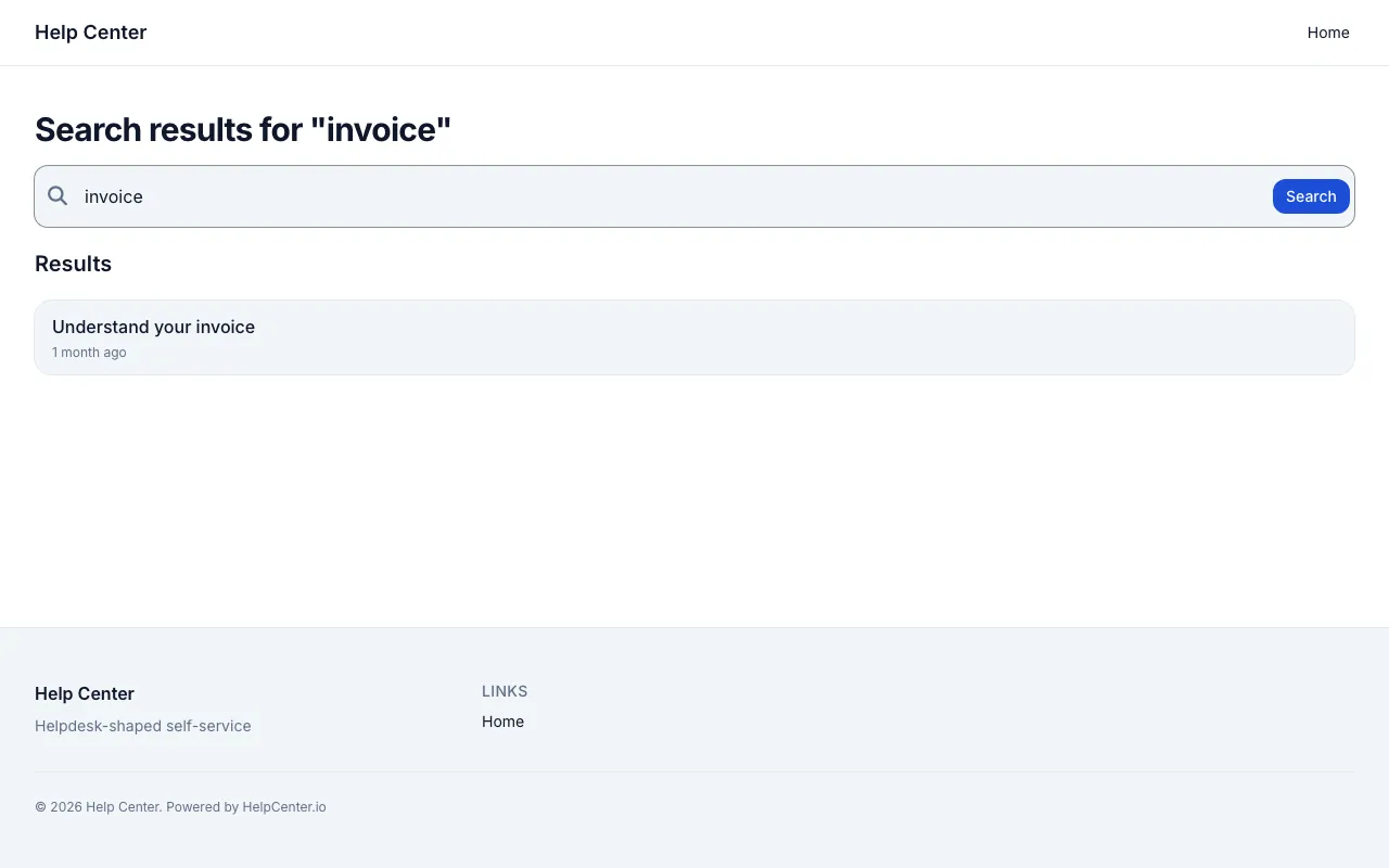 Support Classic knowledge base template: a search results page